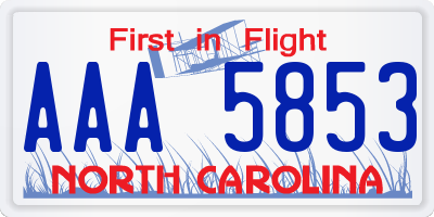 NC license plate AAA5853