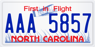 NC license plate AAA5857