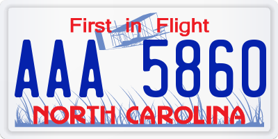 NC license plate AAA5860