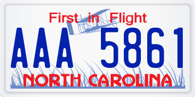 NC license plate AAA5861