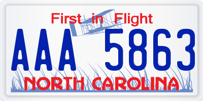 NC license plate AAA5863