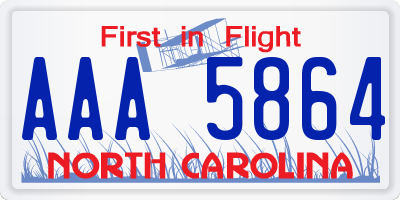 NC license plate AAA5864