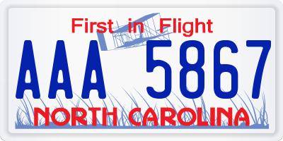 NC license plate AAA5867