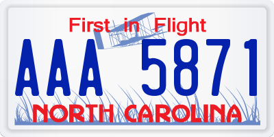 NC license plate AAA5871