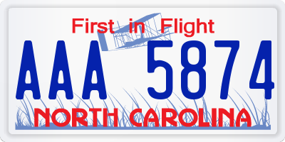 NC license plate AAA5874