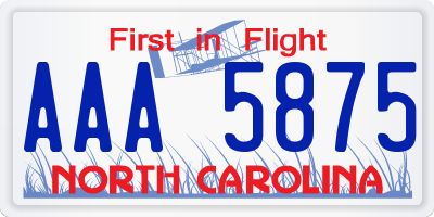 NC license plate AAA5875