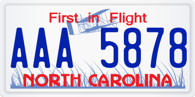 NC license plate AAA5878