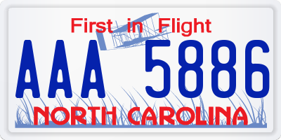 NC license plate AAA5886