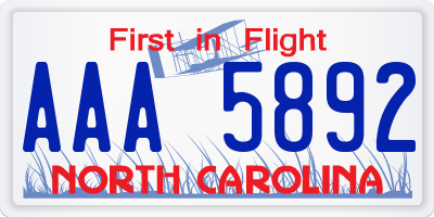 NC license plate AAA5892