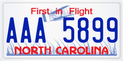 NC license plate AAA5899