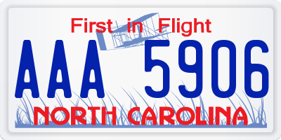 NC license plate AAA5906