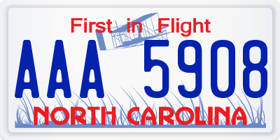 NC license plate AAA5908