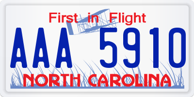 NC license plate AAA5910