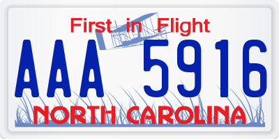 NC license plate AAA5916