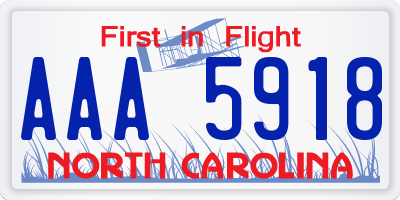 NC license plate AAA5918
