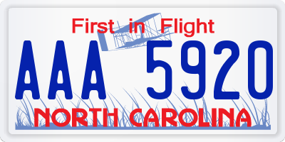 NC license plate AAA5920