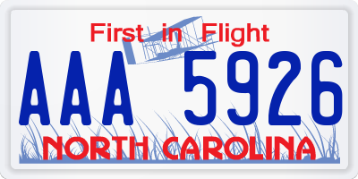 NC license plate AAA5926