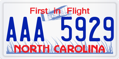 NC license plate AAA5929