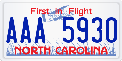 NC license plate AAA5930