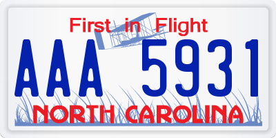 NC license plate AAA5931