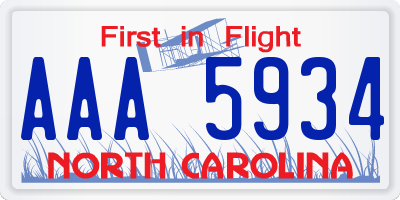NC license plate AAA5934
