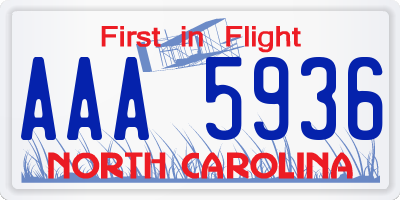 NC license plate AAA5936