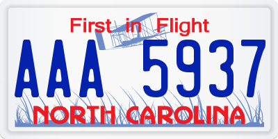NC license plate AAA5937