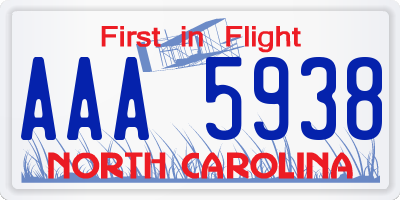 NC license plate AAA5938