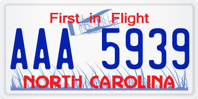 NC license plate AAA5939