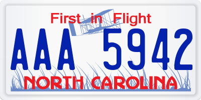 NC license plate AAA5942