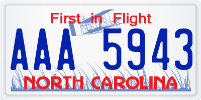 NC license plate AAA5943