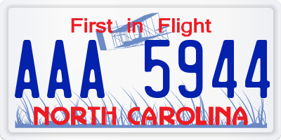 NC license plate AAA5944