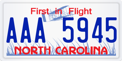 NC license plate AAA5945