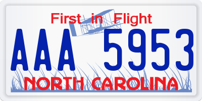 NC license plate AAA5953