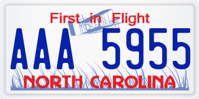 NC license plate AAA5955