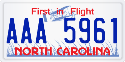 NC license plate AAA5961