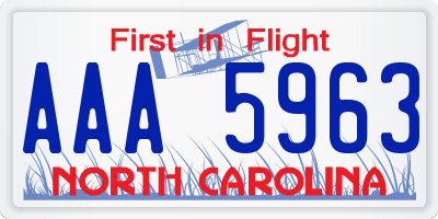 NC license plate AAA5963