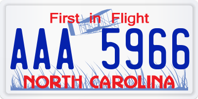 NC license plate AAA5966