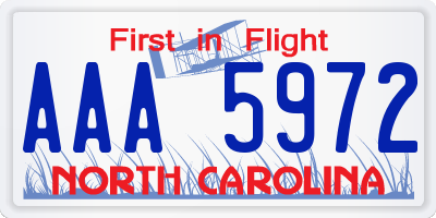 NC license plate AAA5972