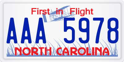 NC license plate AAA5978