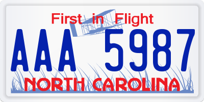 NC license plate AAA5987