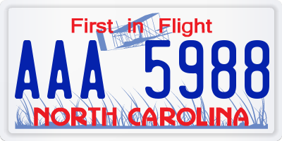 NC license plate AAA5988