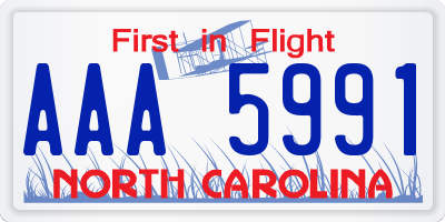 NC license plate AAA5991