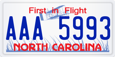 NC license plate AAA5993