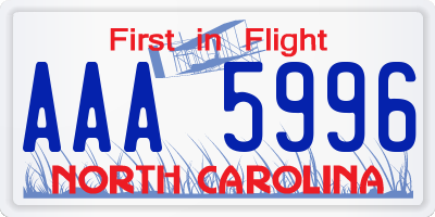 NC license plate AAA5996