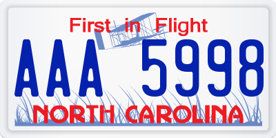 NC license plate AAA5998