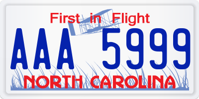 NC license plate AAA5999