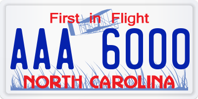 NC license plate AAA6000