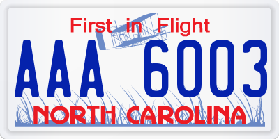 NC license plate AAA6003