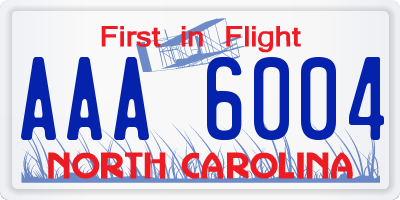 NC license plate AAA6004